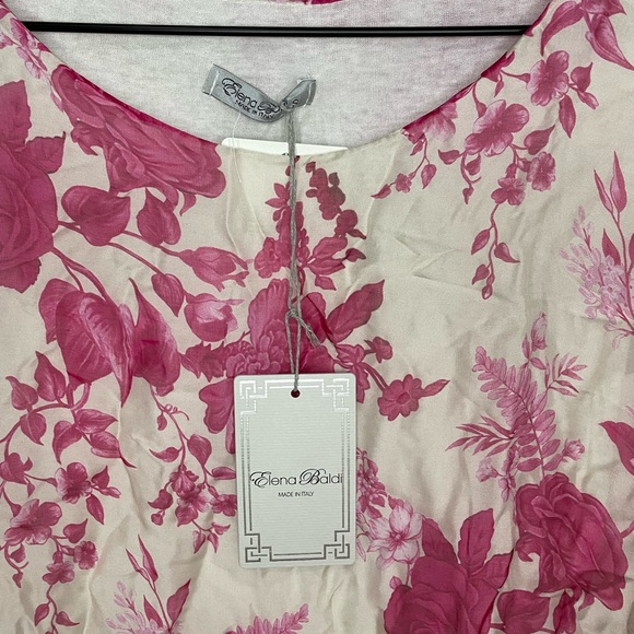 Elena Baldi NWT silk blend floral semi sheer top blouse large - Picture 5 of 9